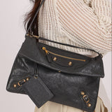 Balenciaga Gris Fossile Clutch with Strap Motorcross Giant 12