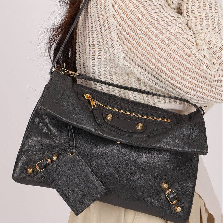 Balenciaga Gris Fossile Clutch with Strap Motorcross Giant 12