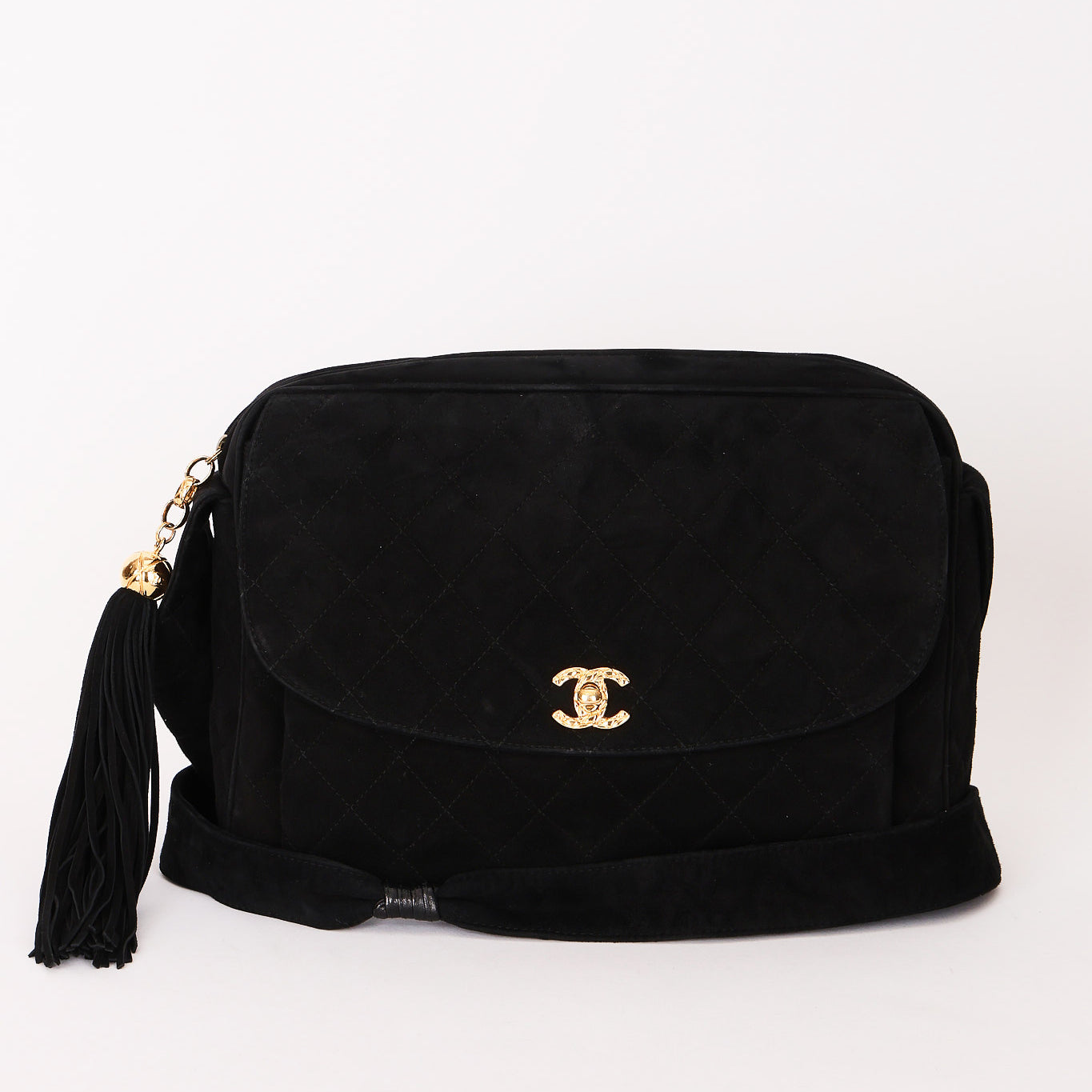 Chanel Coco Crush Camera Crossbody Bag Black Suede 24K GP