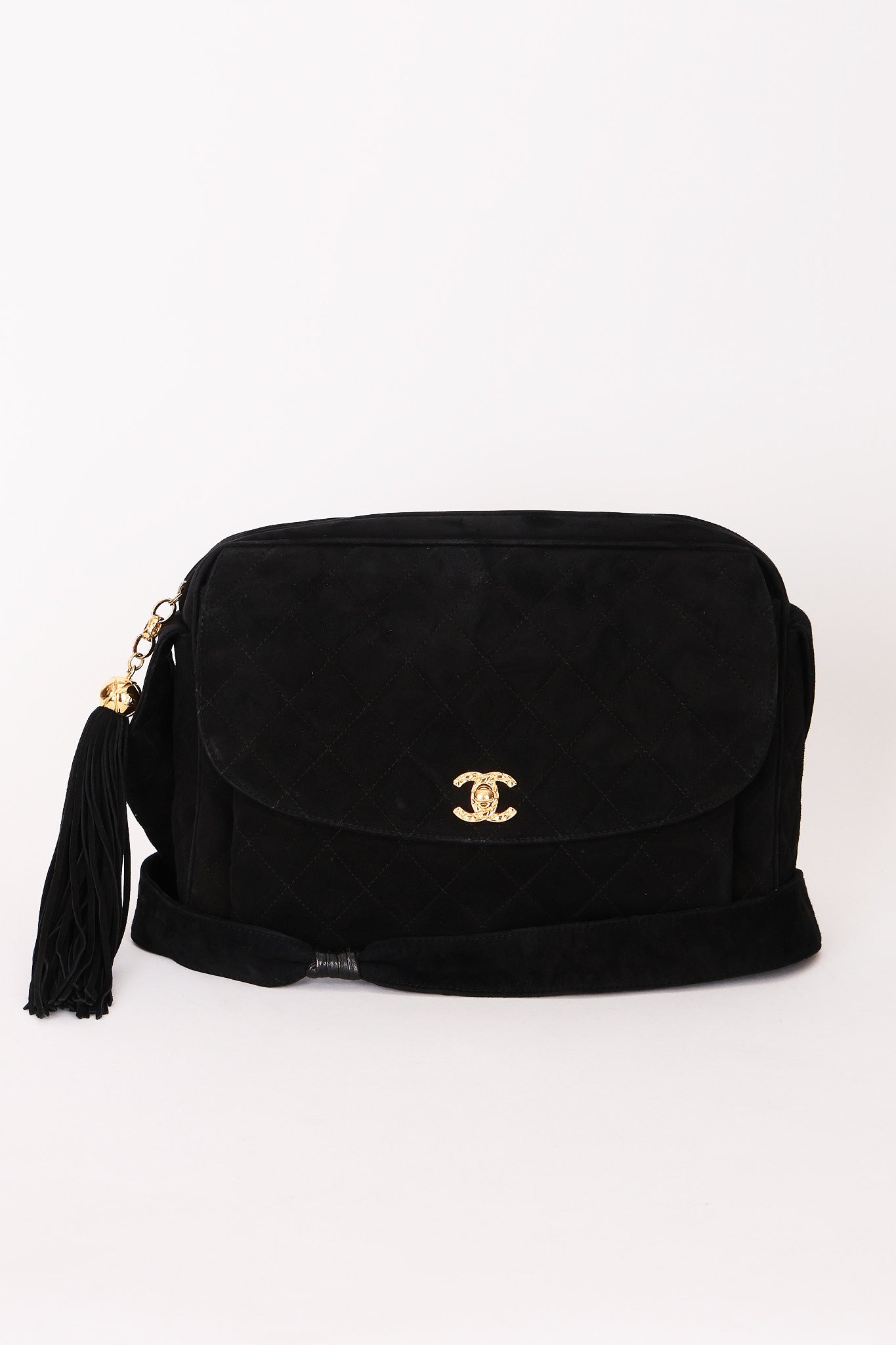 Chanel Coco Crush Camera Crossbody Bag Black Suede 24K GP