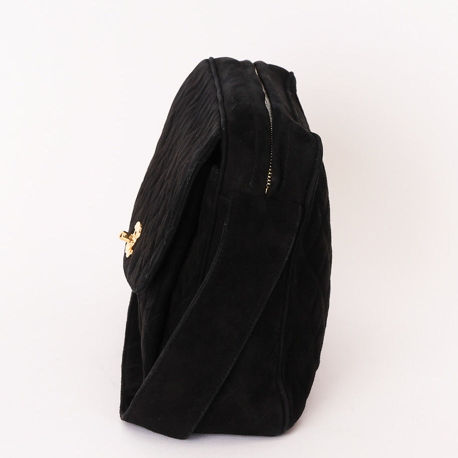 Chanel Coco Crush Camera Crossbody Bag Black Suede 24K GP