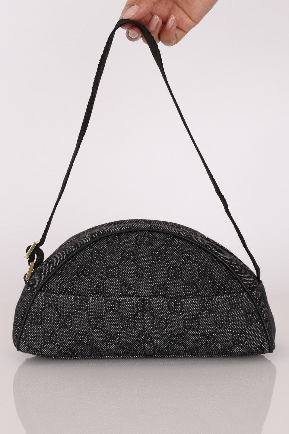 Gucci Monogram Denim Half Moon Shoulder Bag