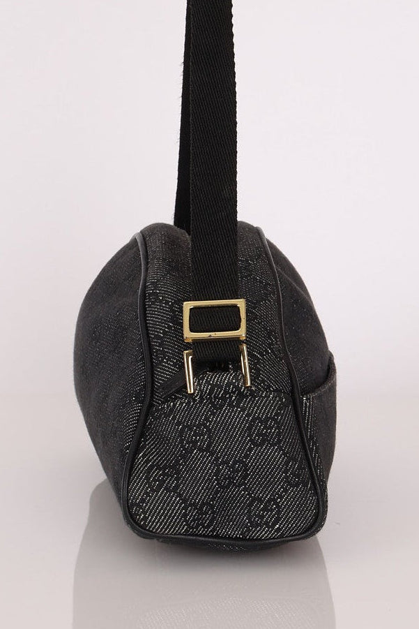 Gucci Monogram Denim Half Moon Shoulder Bag