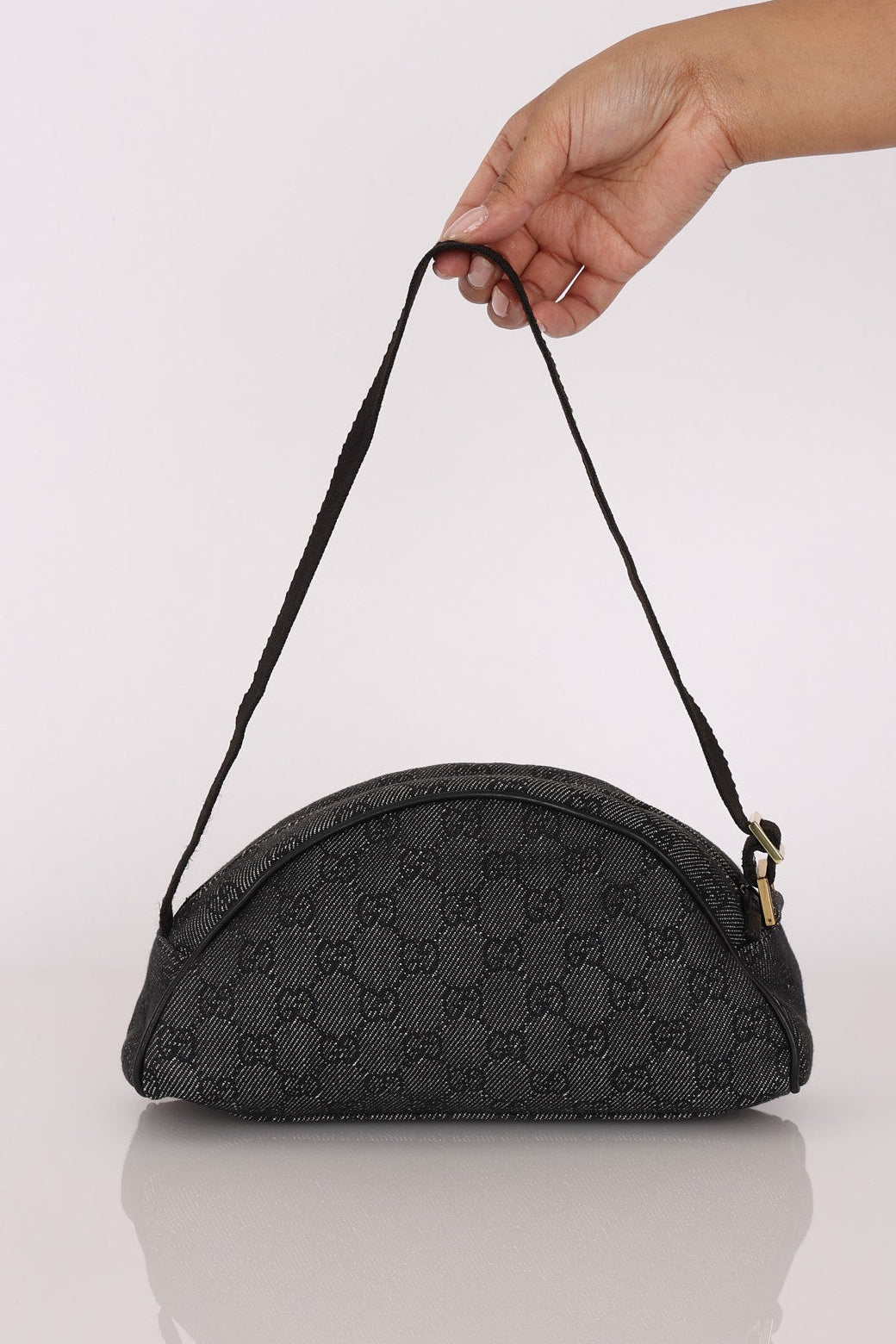 Gucci Monogram Denim Half Moon Shoulder Bag