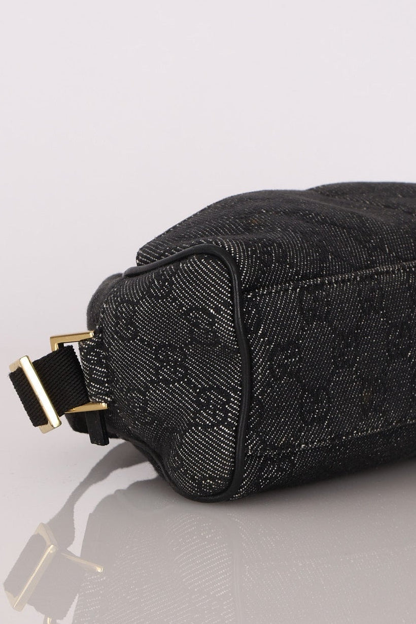 Gucci Monogram Denim Half Moon Shoulder Bag