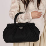 Prada Tessuto Bow Braided Top Handle Bag