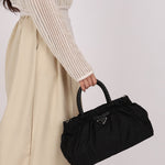 Prada Tessuto Bow Braided Top Handle Bag