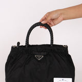 Prada Tessuto Bow Braided Top Handle Bag