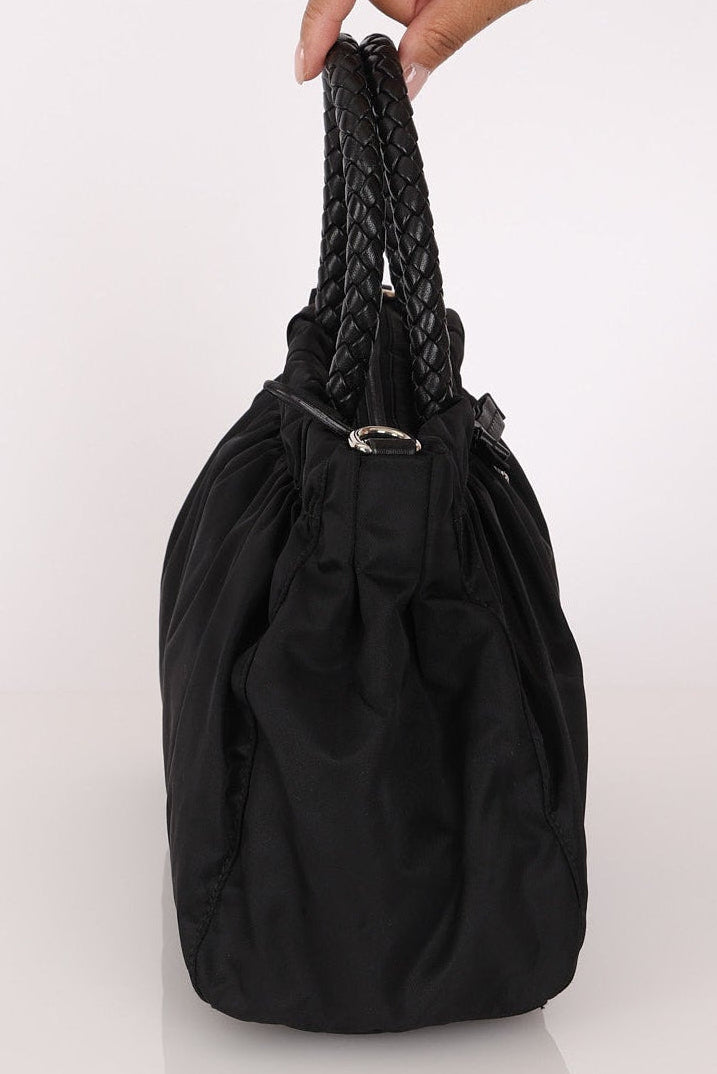 Prada Tessuto Bow Braided Top Handle Bag