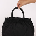 Prada Tessuto Bow Braided Top Handle Bag