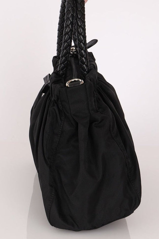 Prada Tessuto Bow Braided Top Handle Bag