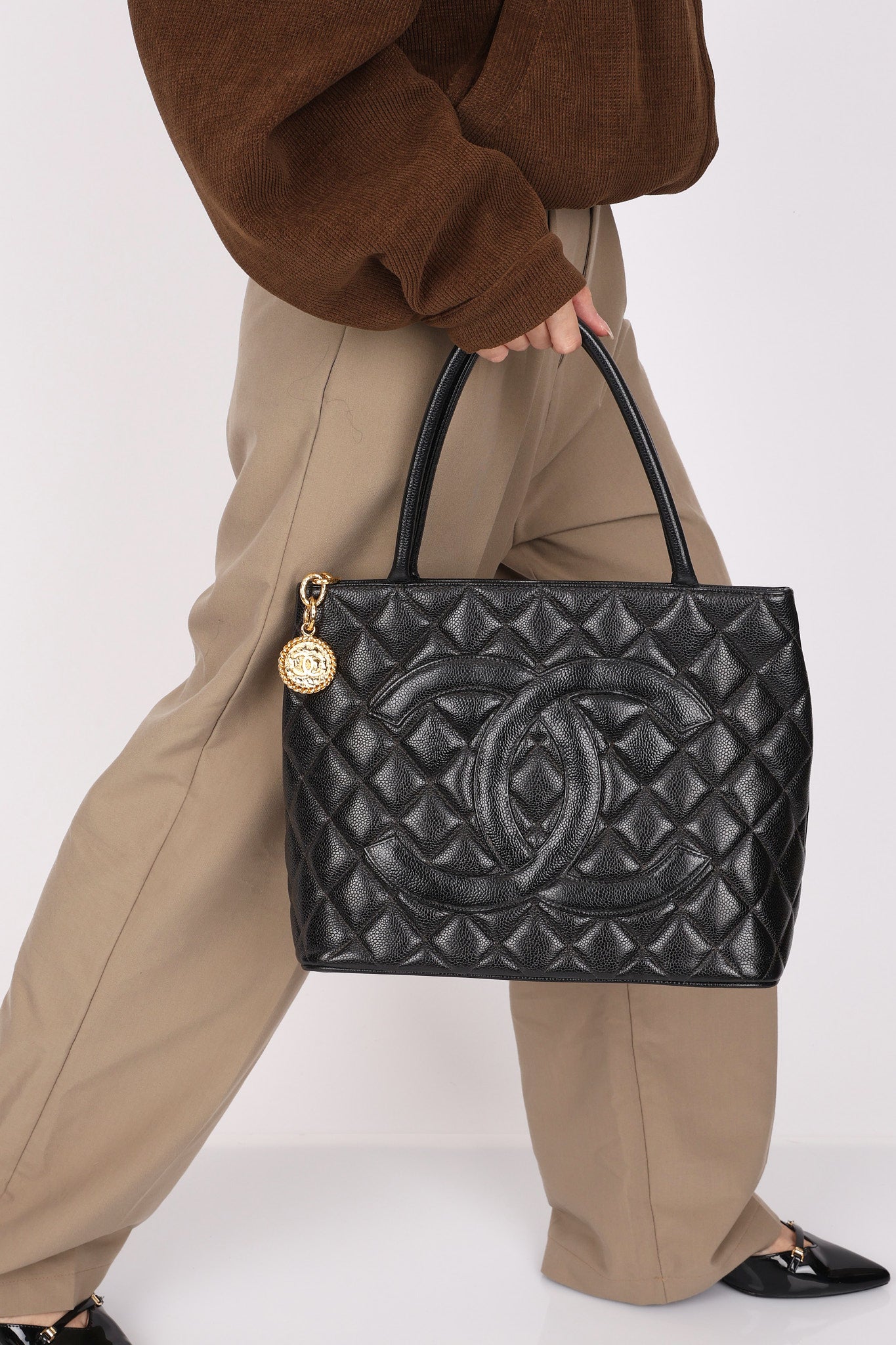 Chanel Timeless Medallion Tote Black Caviar 24K GP