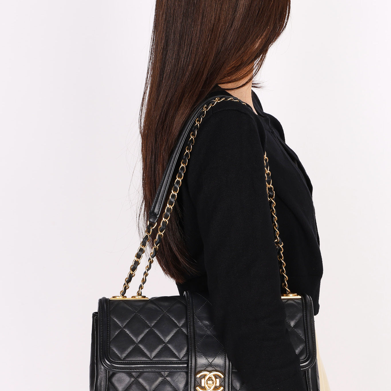 Chanel Elegant Single Flap Black Calfskin 2015 AGHW