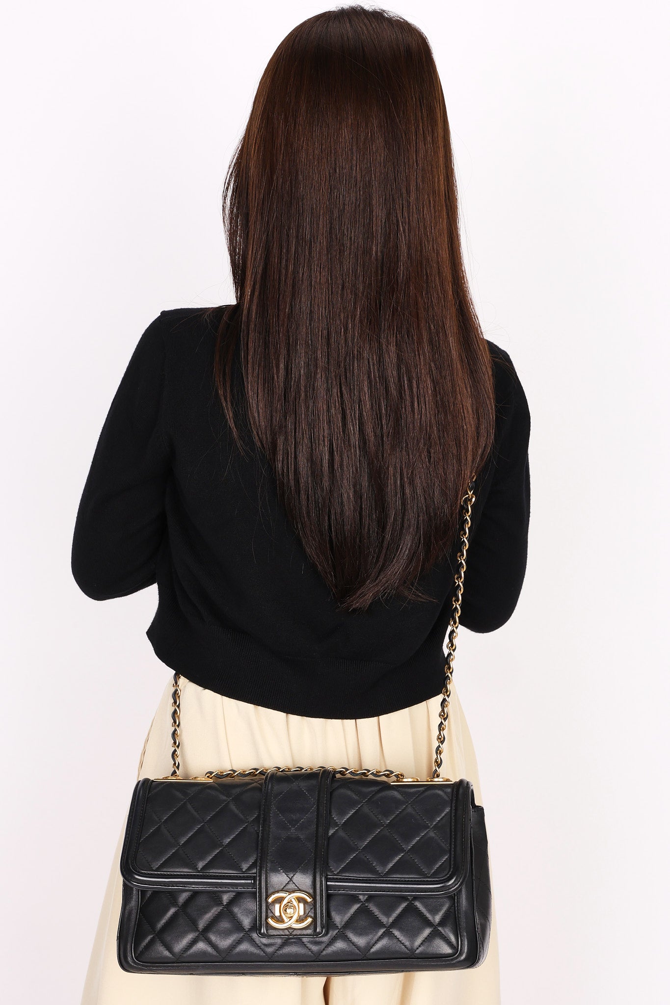 Chanel Elegant Single Flap Black Calfskin 2015 AGHW