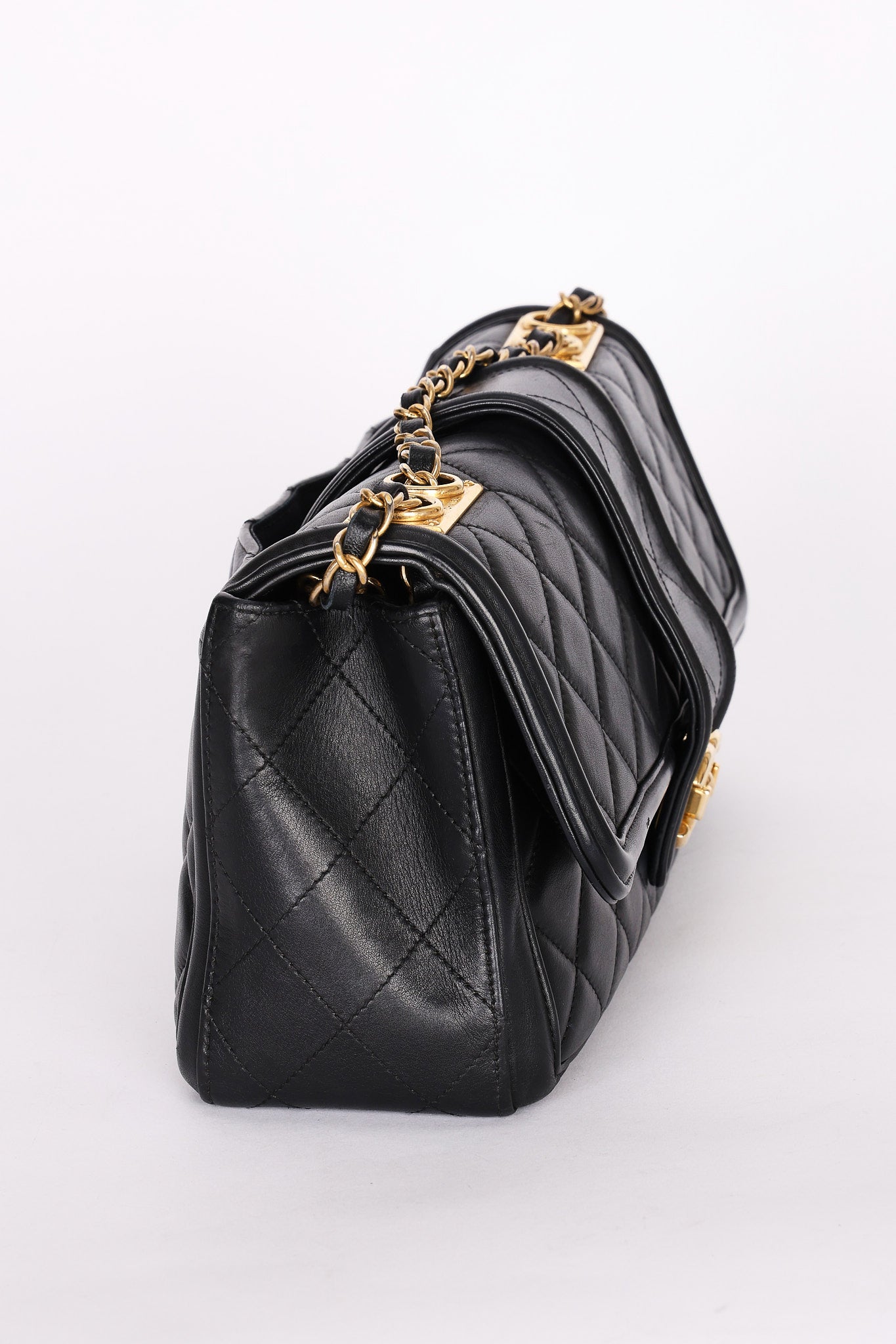 Chanel Elegant Single Flap Black Calfskin 2015 AGHW