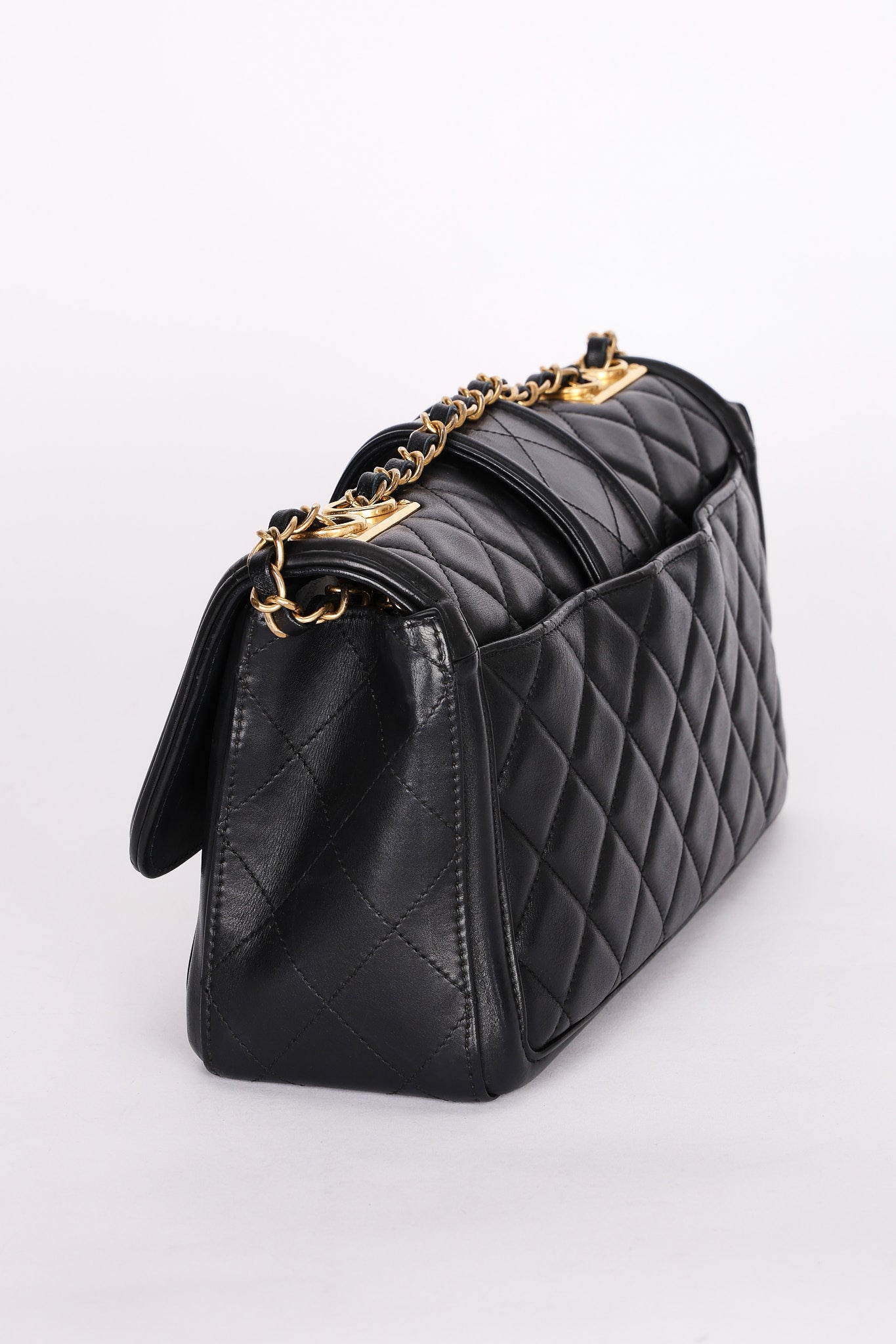 Chanel Elegant Single Flap Black Calfskin 2015 AGHW