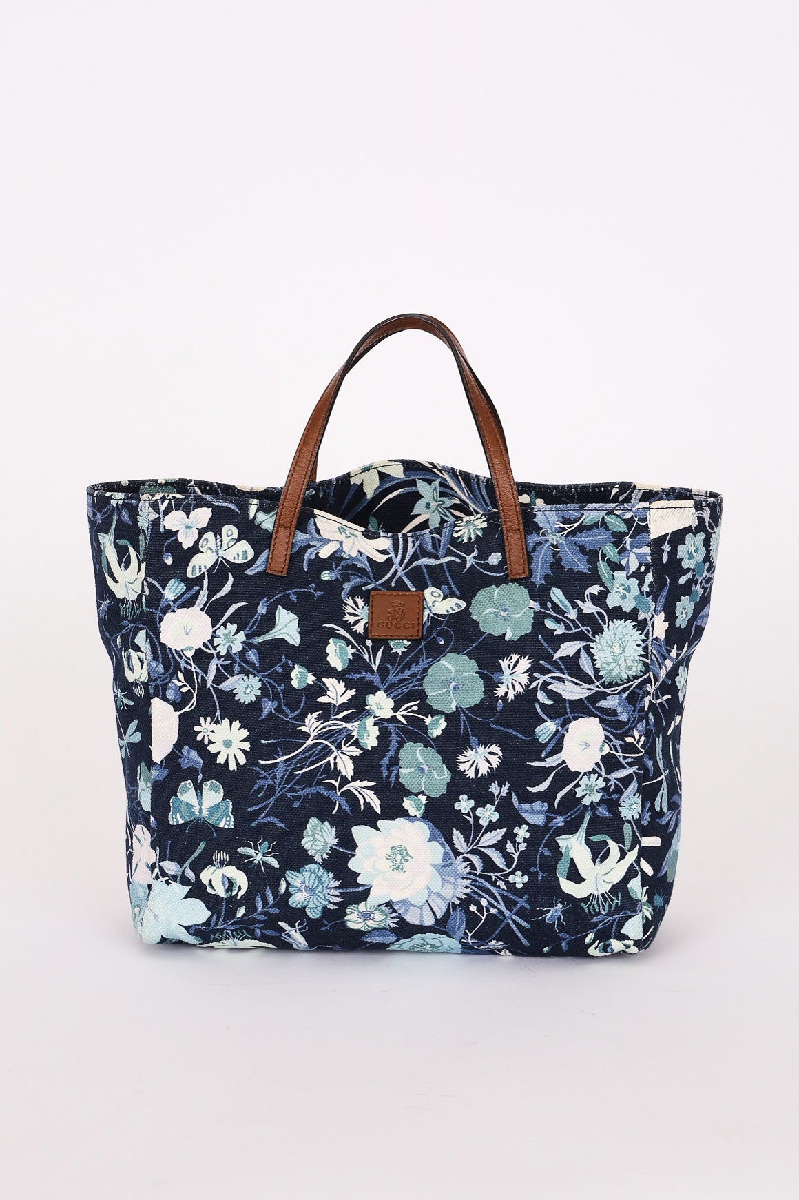 Gucci Floral Print Denim Tote