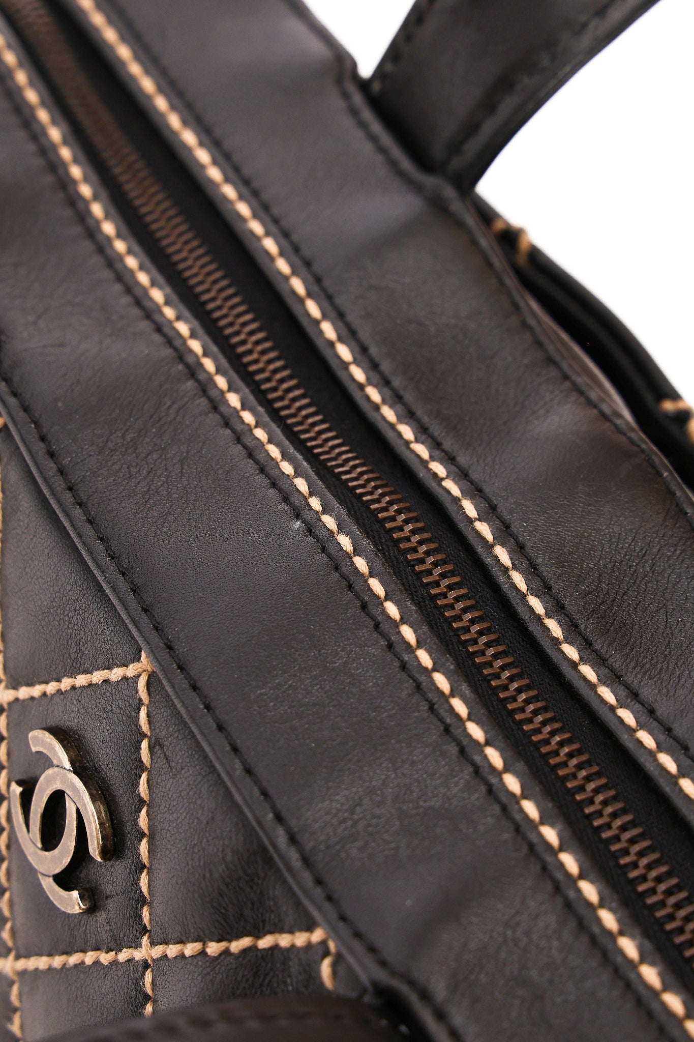 Chanel Whipstitched Tote Black Calfskin RHW
