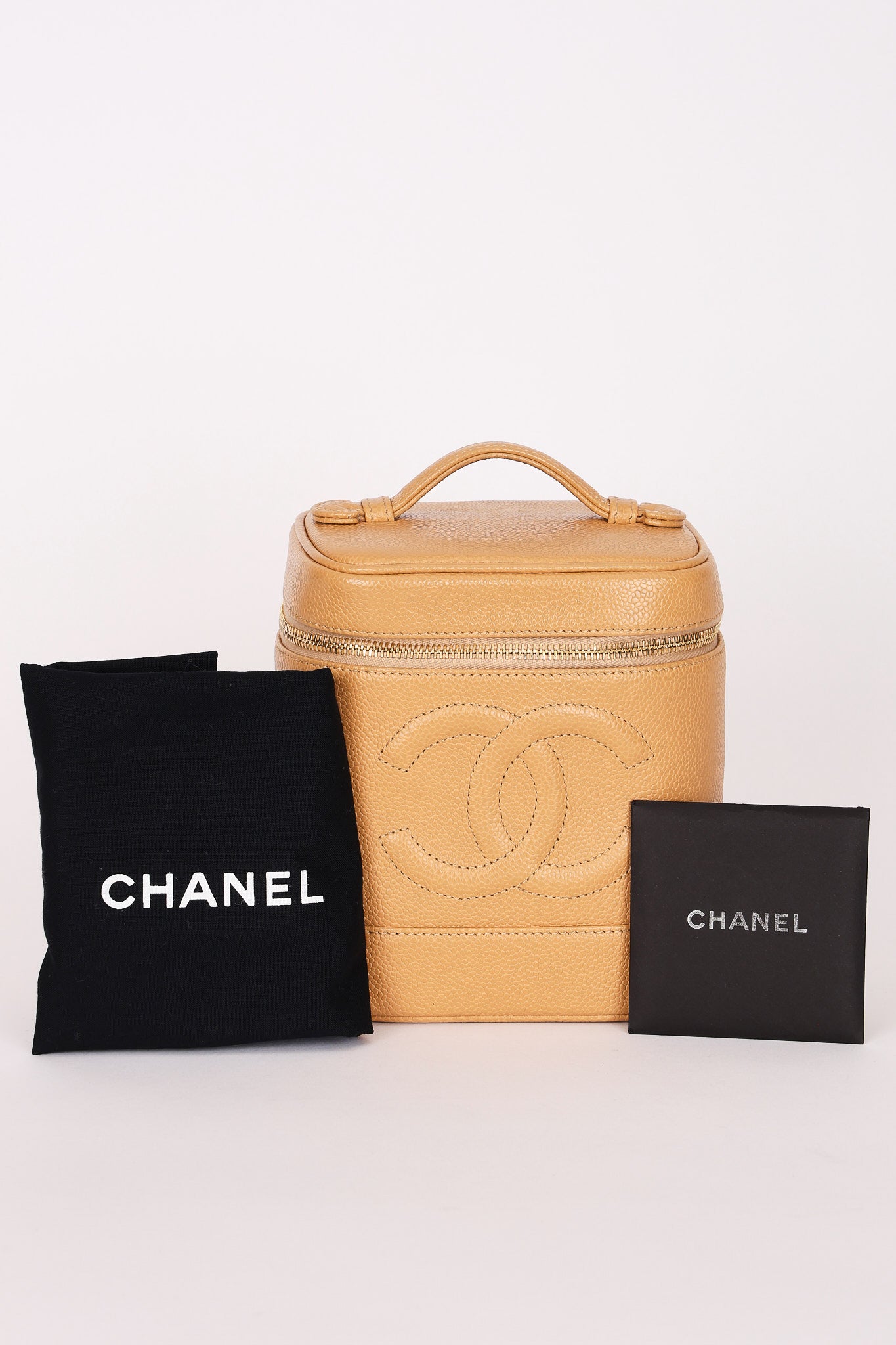 Chanel Timeless Vanity Bag Beige Caviar 24K GP