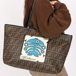 Fendi Zucca Fortune Fish Tote Coated Canvas