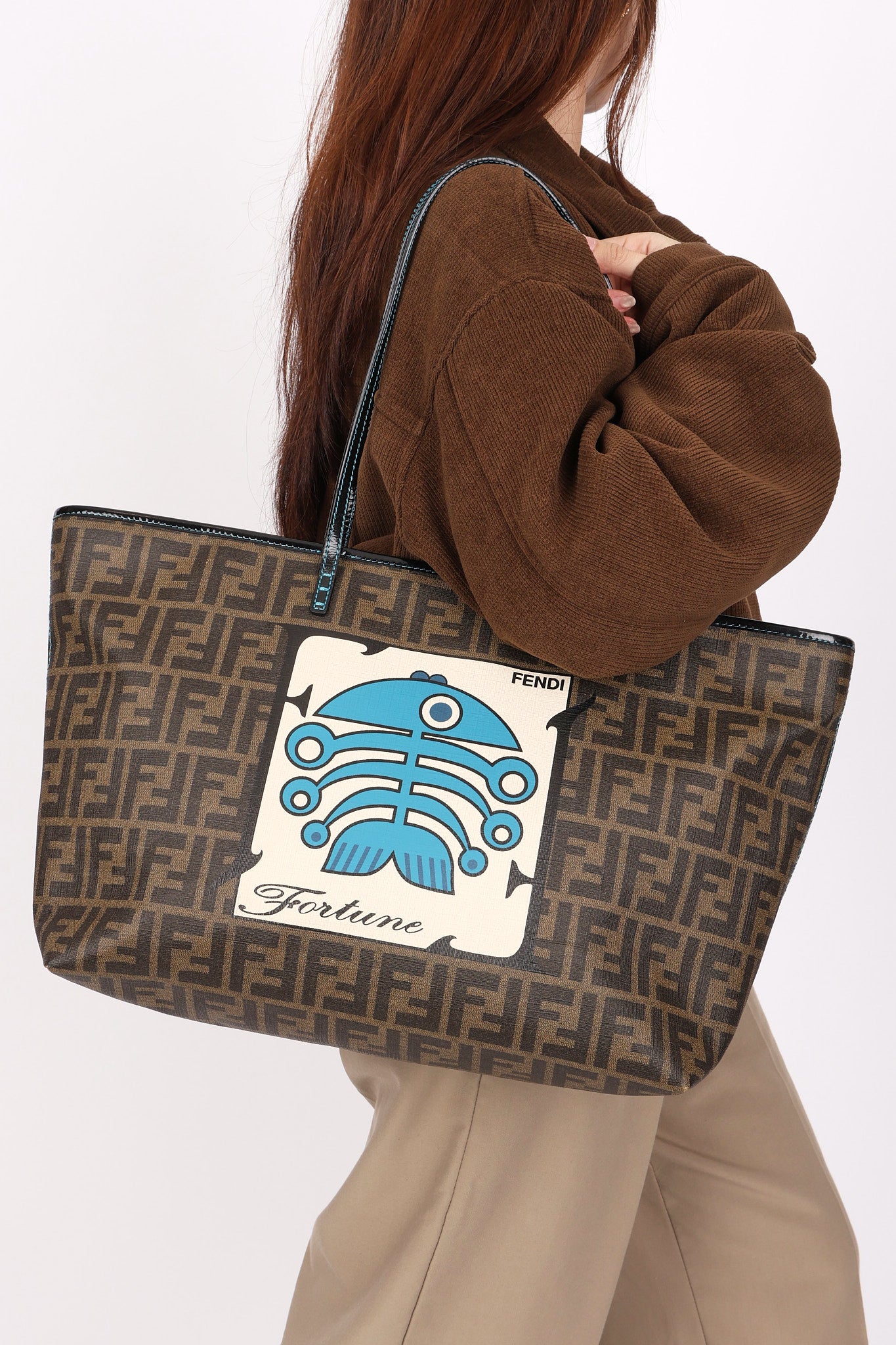 Fendi Zucca Fortune Fish Tote Coated Canvas