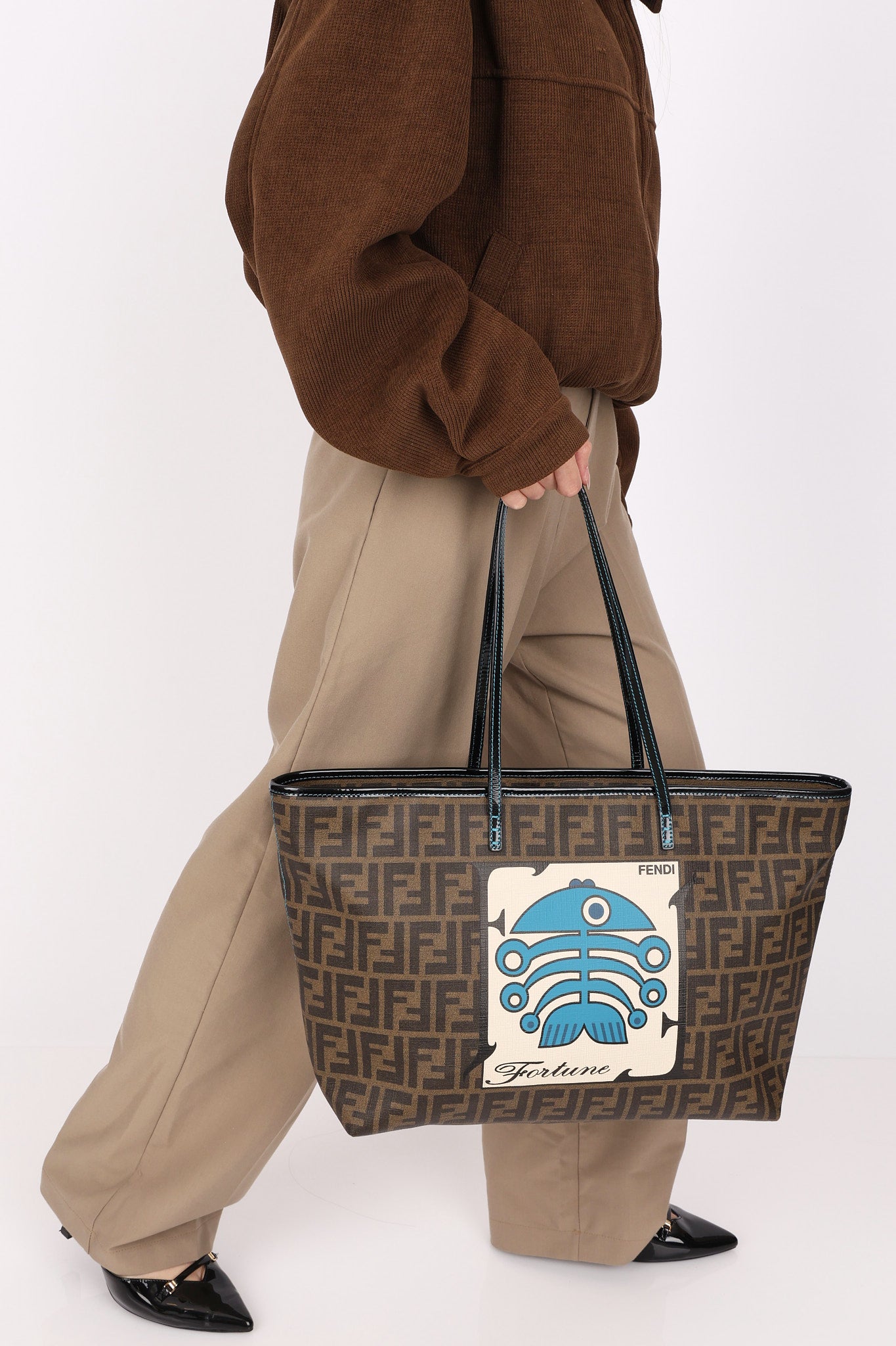Fendi Zucca Fortune Fish Tote Coated Canvas