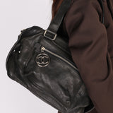 Chanel Essential Chocolate Bar Bowling Bag Black Calfskin 2007 RHW