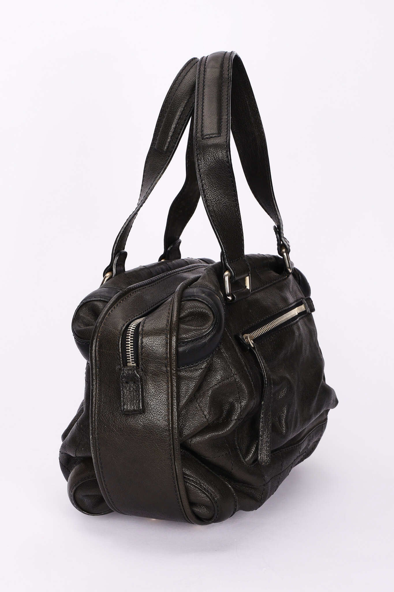 Chanel Essential Chocolate Bar Bowling Bag Black Calfskin 2007 RHW
