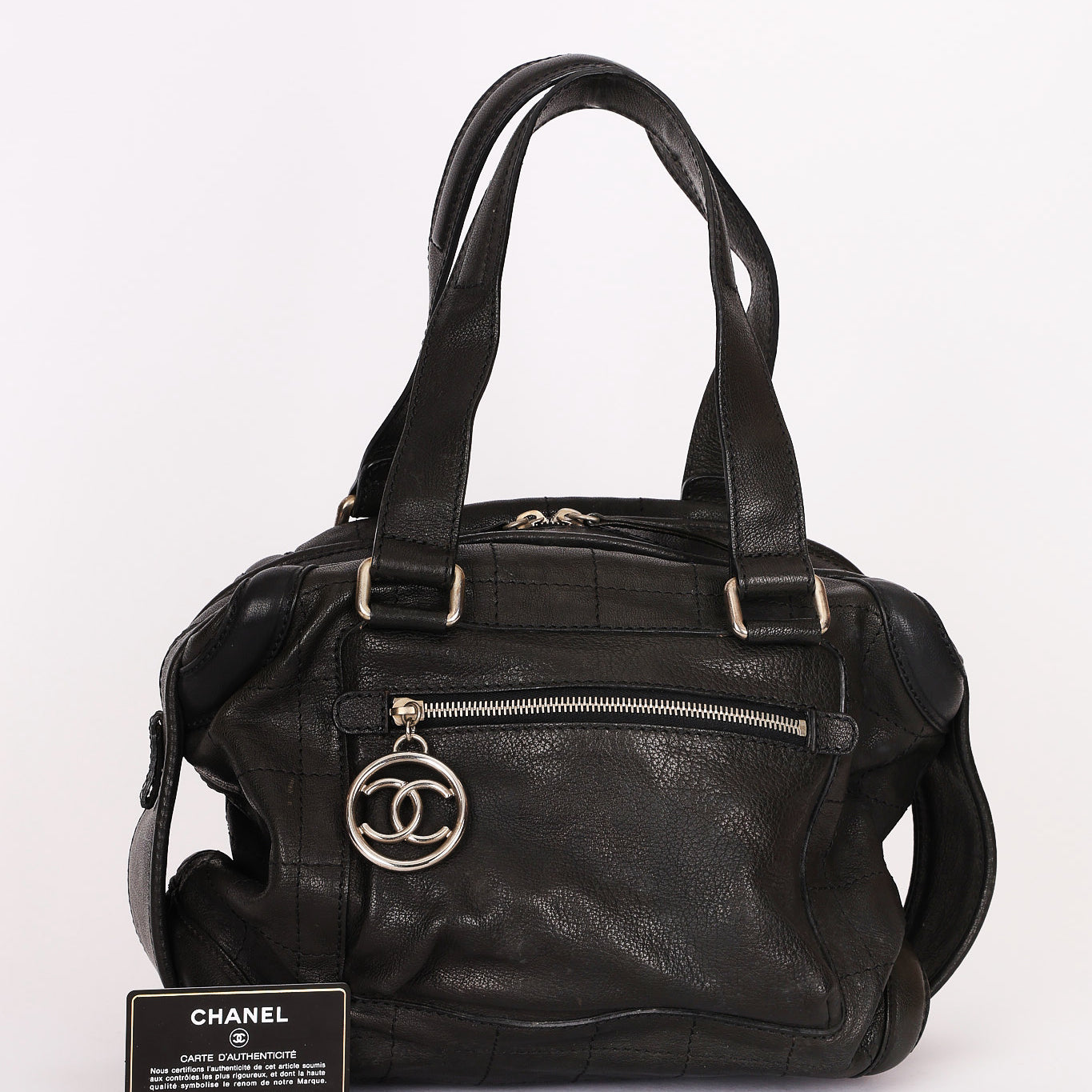 Chanel Chocolate Bar Shoulder Bag Black Calfskin RHW