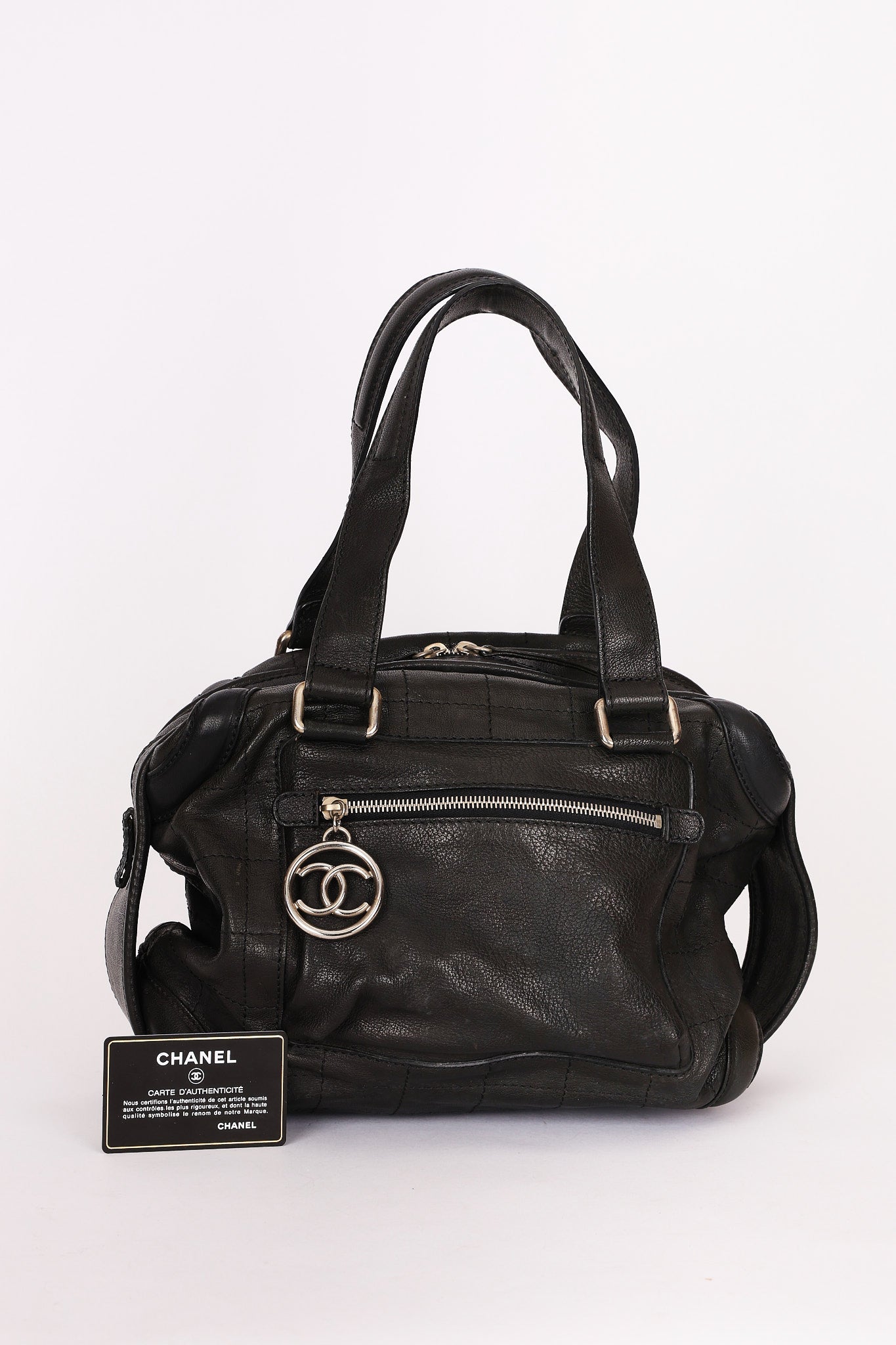 Chanel Chocolate Bar Shoulder Bag Black Calfskin RHW