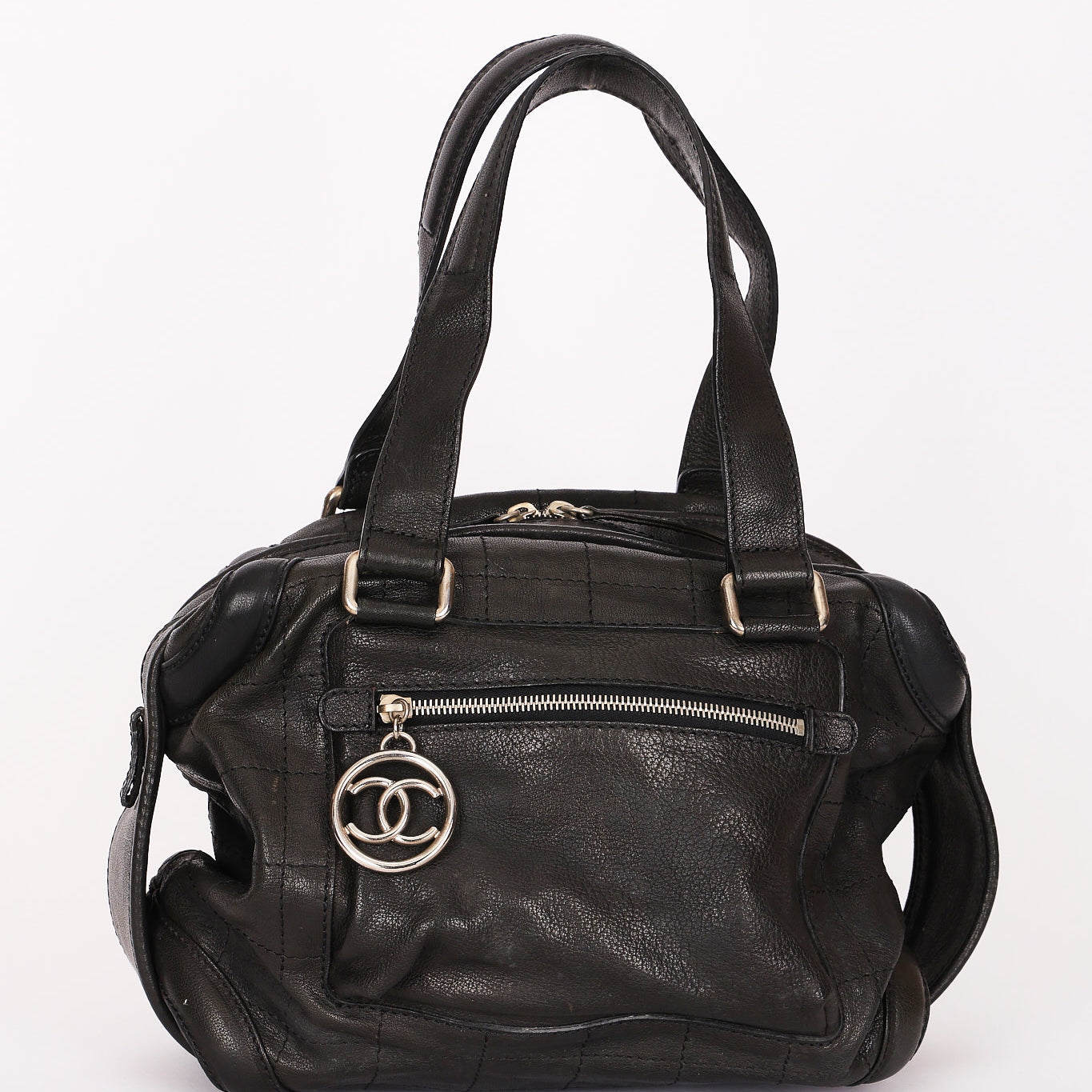 Chanel Chocolate Bar Shoulder Bag Black Calfskin RHW
