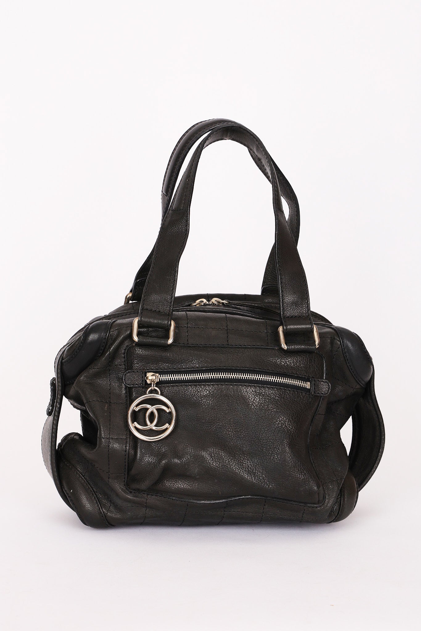 Chanel Chocolate Bar Shoulder Bag Black Calfskin RHW
