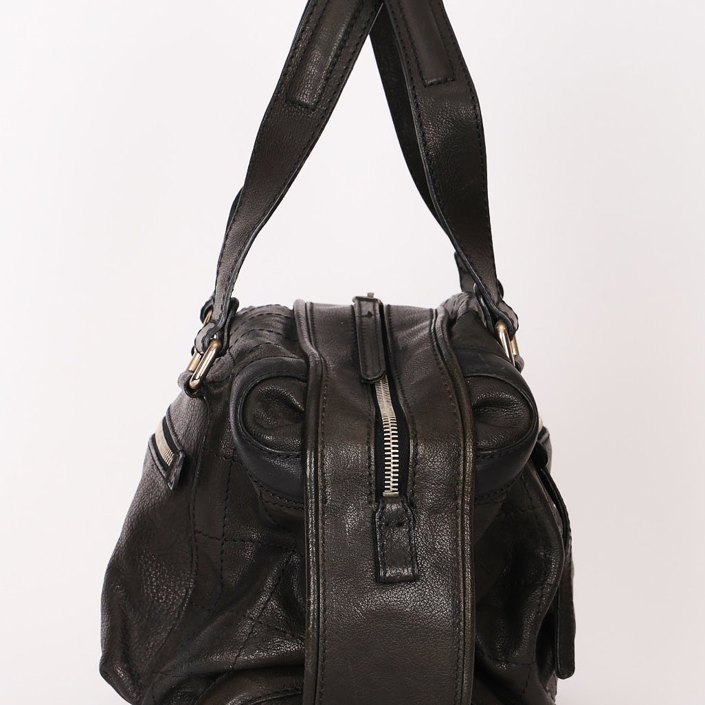 Chanel Chocolate Bar Shoulder Bag Black Calfskin RHW