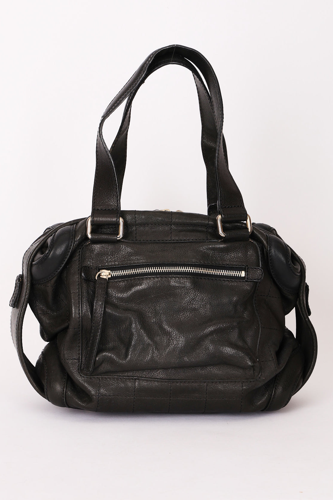 Chanel Chocolate Bar Shoulder Bag Black Calfskin RHW