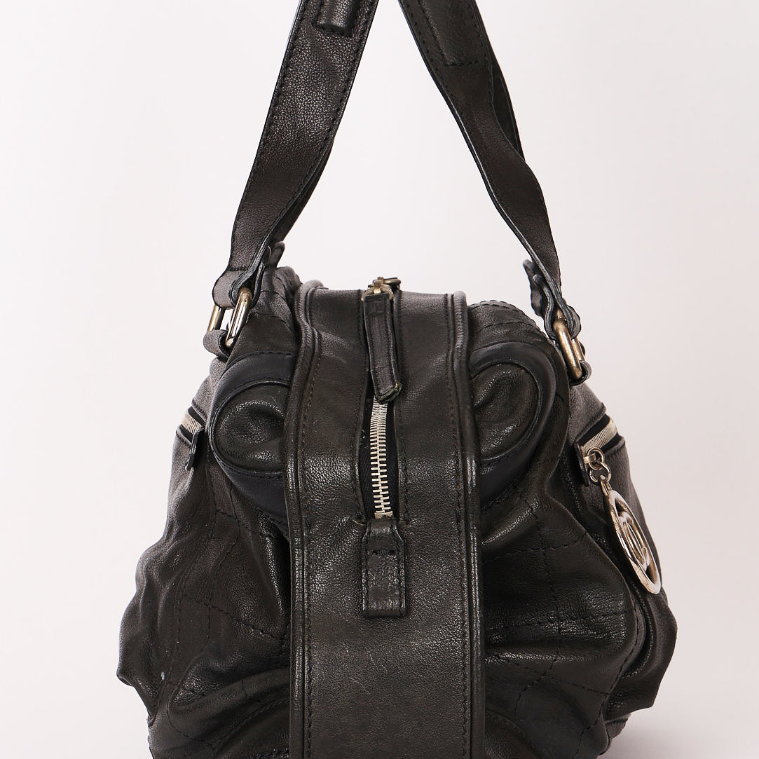 Chanel Chocolate Bar Shoulder Bag Black Calfskin RHW