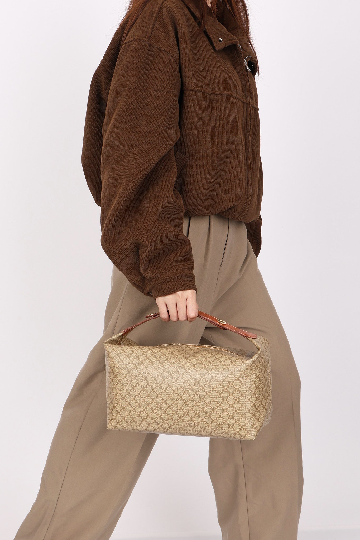 Celine Triomphe Shoulder Bag Coated Canvas