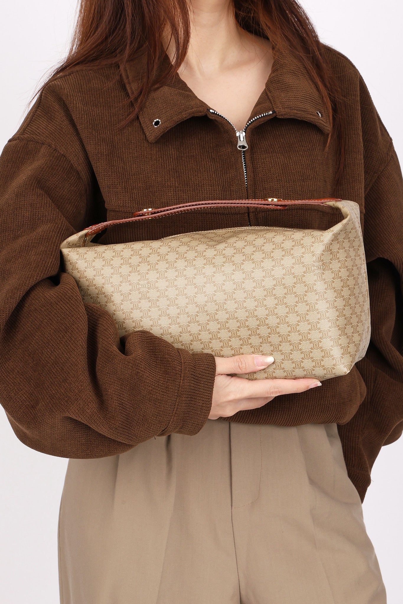 Celine Triomphe Shoulder Bag Coated Canvas