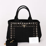 Prada Canapa Gemstone Studded Beaded Tote