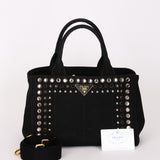 Prada Canapa Gemstone Studded Beaded Tote