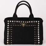Prada Canapa Gemstone Studded Beaded Tote
