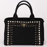 Prada Canapa Gemstone Studded Beaded Tote