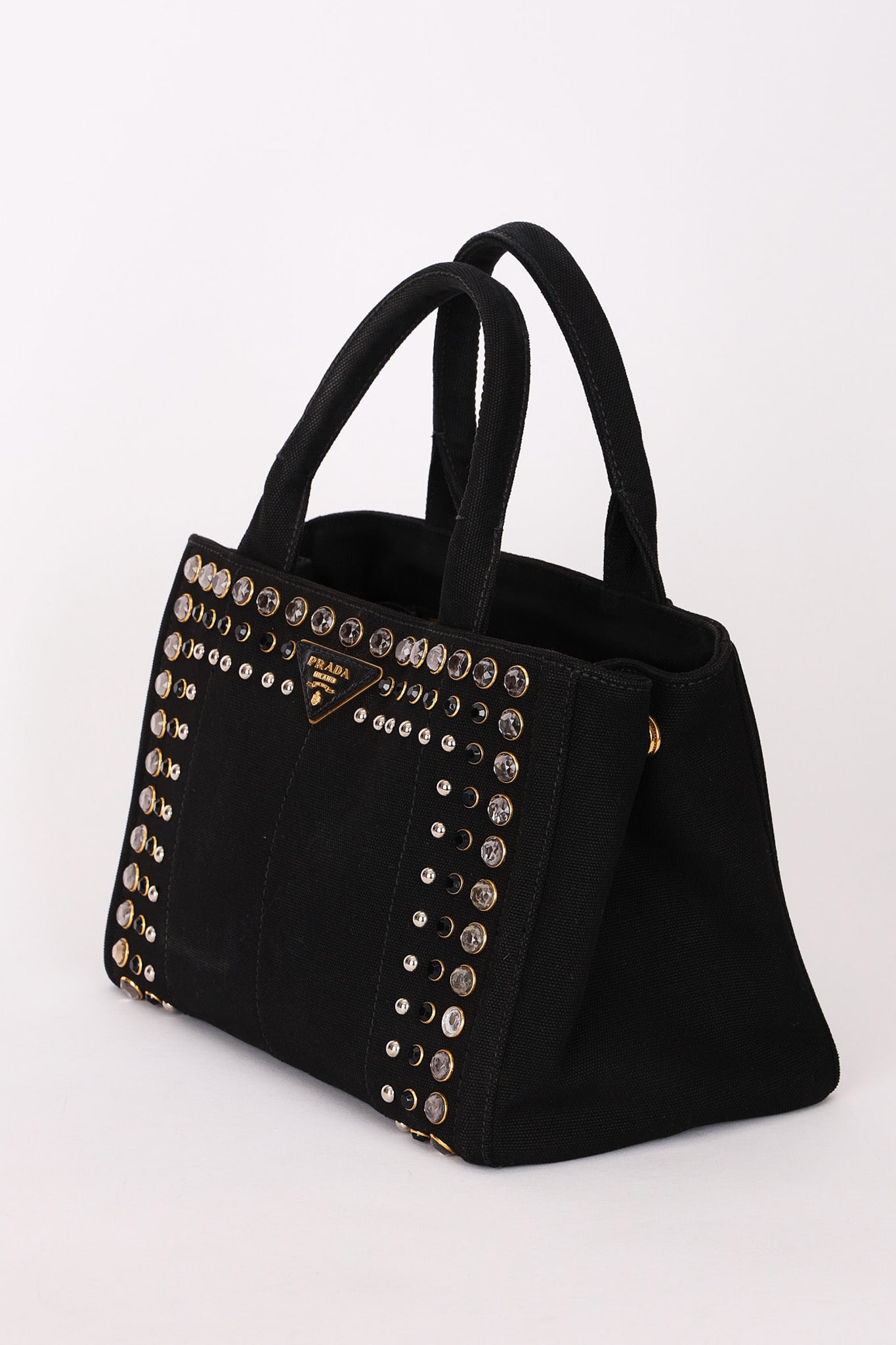 Prada Canapa Gemstone Studded Beaded Tote