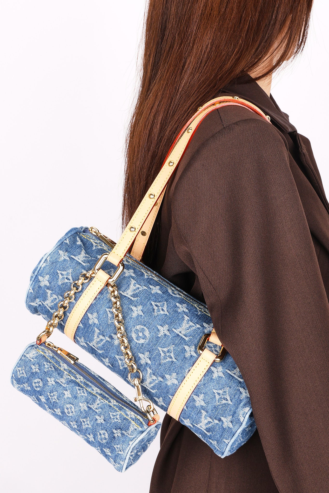 Louis Vuitton Monogram Remix Denim Papillon MM and Mini Papillon Set