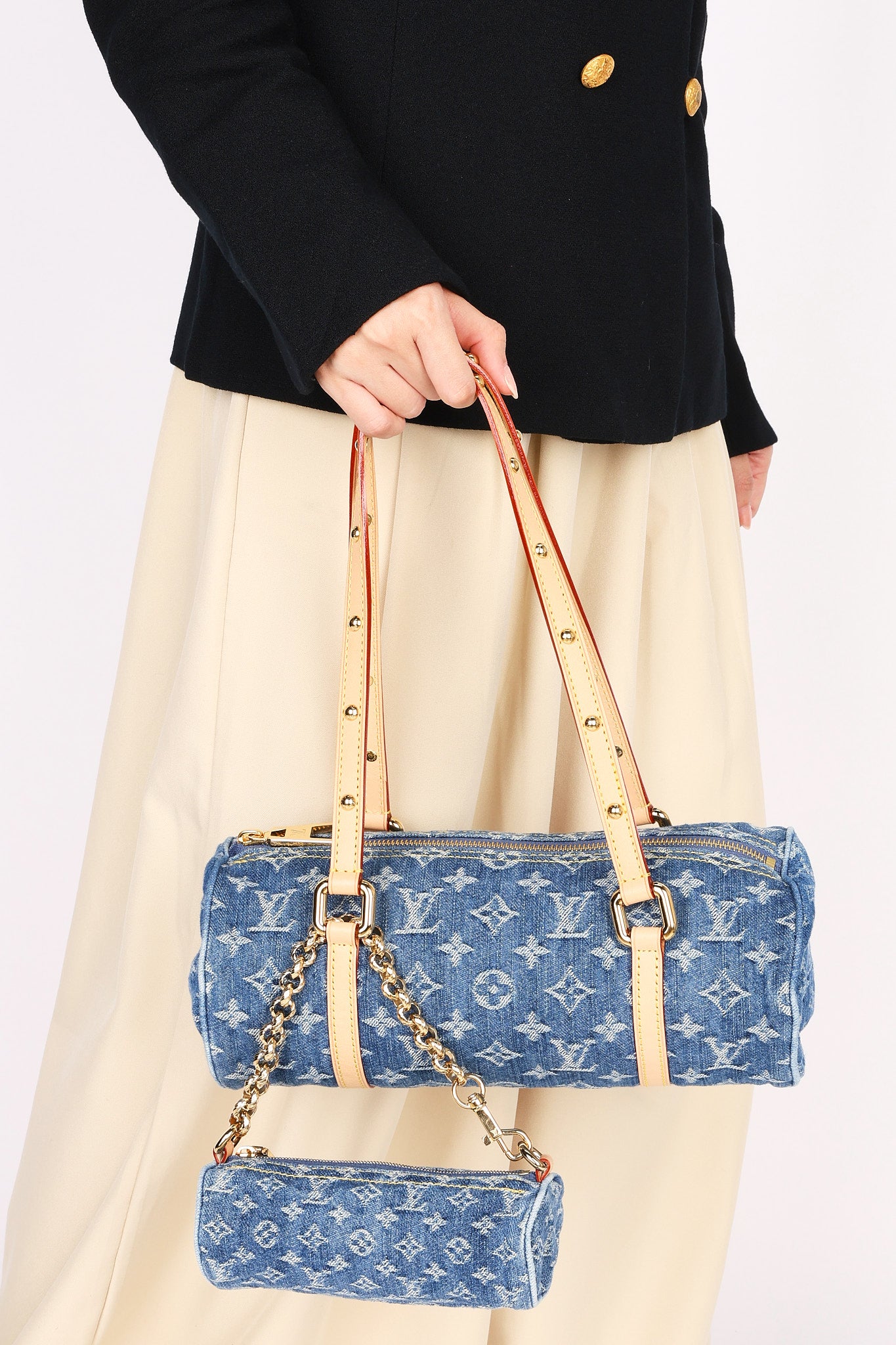 Louis Vuitton Remix Monogram Denim Papillon MM and Mini Papillon Set