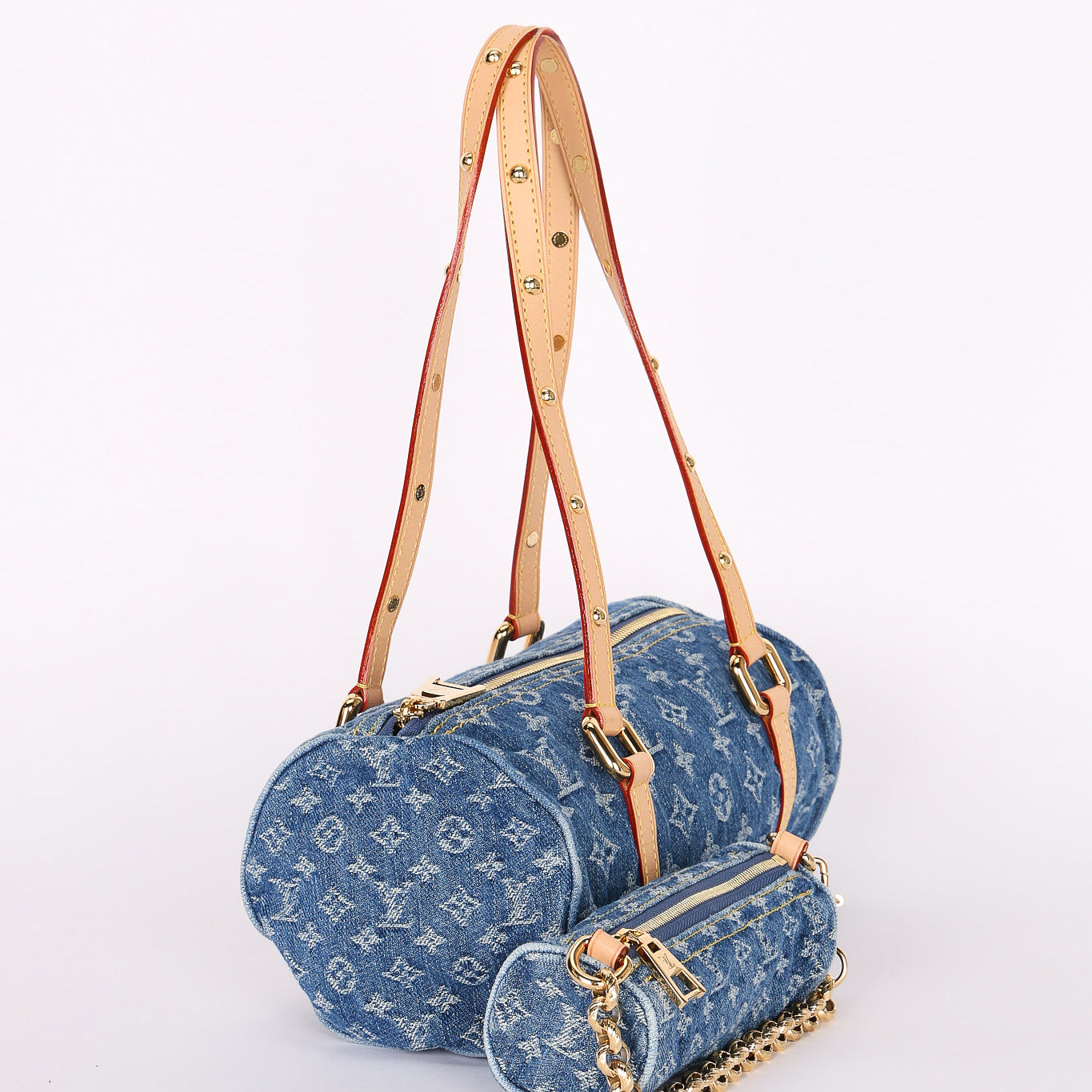 Louis Vuitton Remix Monogram Denim Papillon MM and Mini Papillon Set