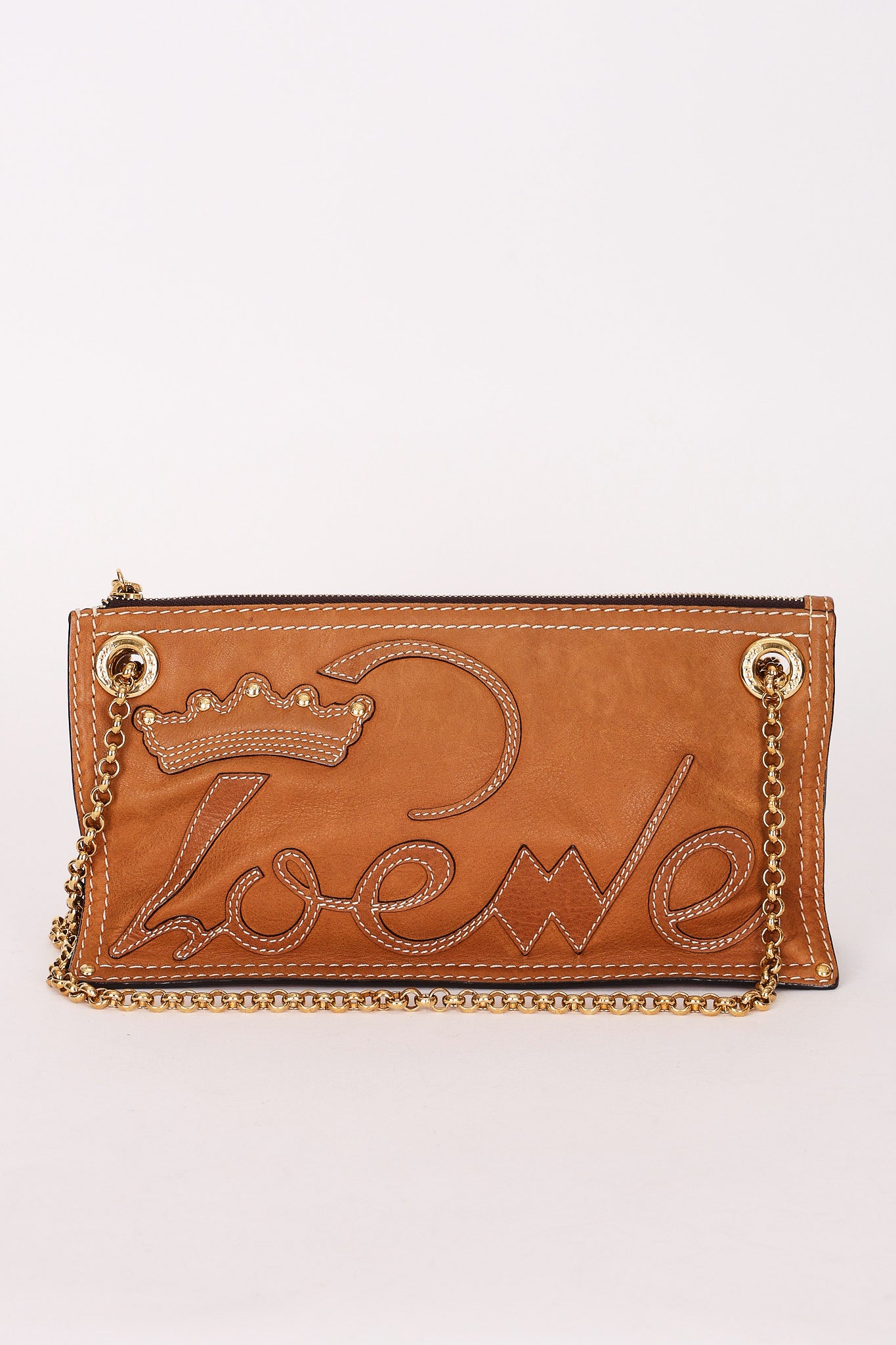 Loewe Stitched Shoulder Bag Tan Nubuck