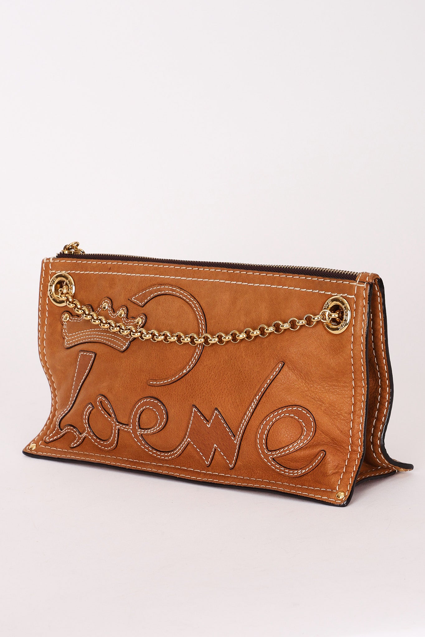 Loewe Stitched Shoulder Bag Tan Nubuck