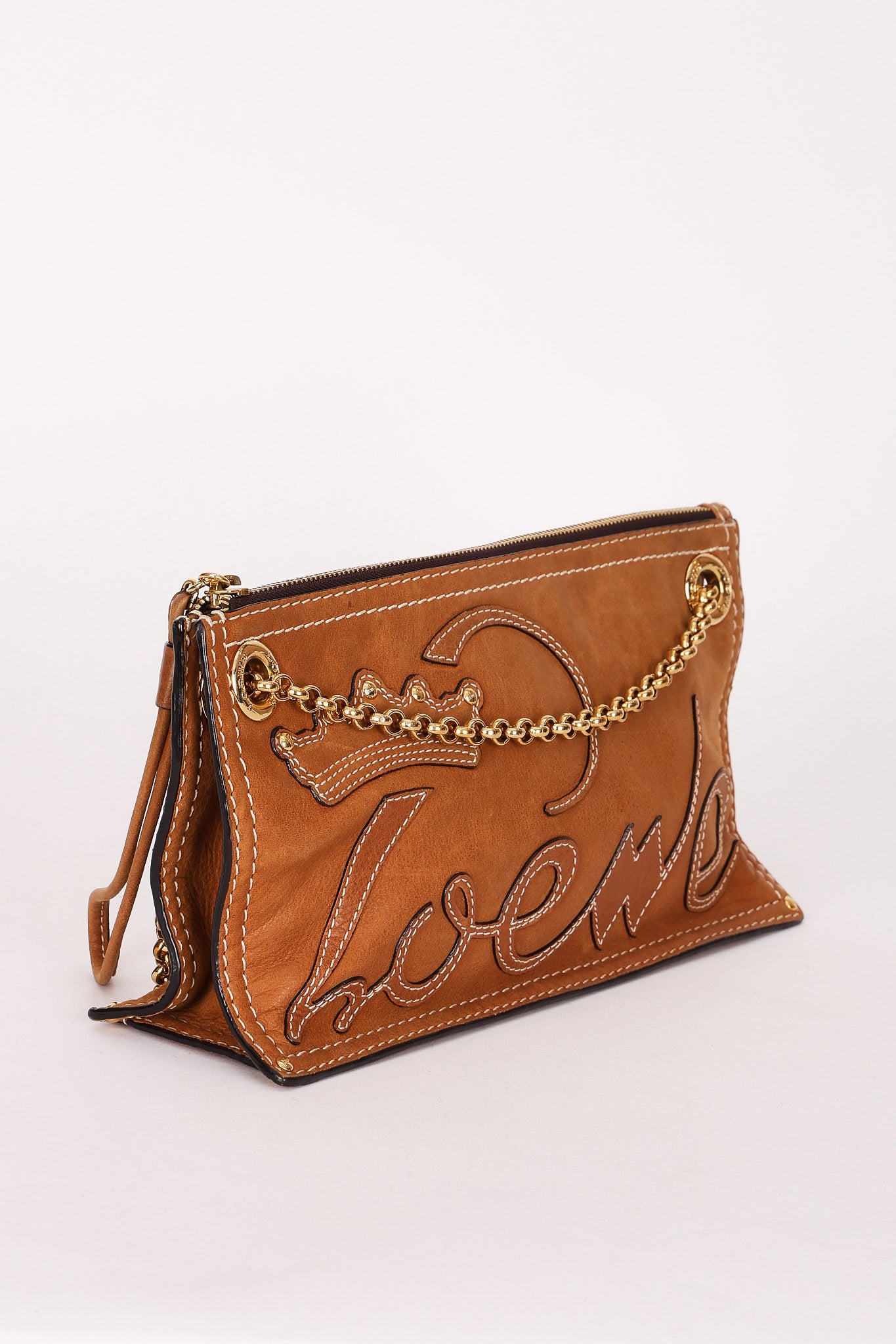 Loewe Stitched Shoulder Bag Tan Nubuck