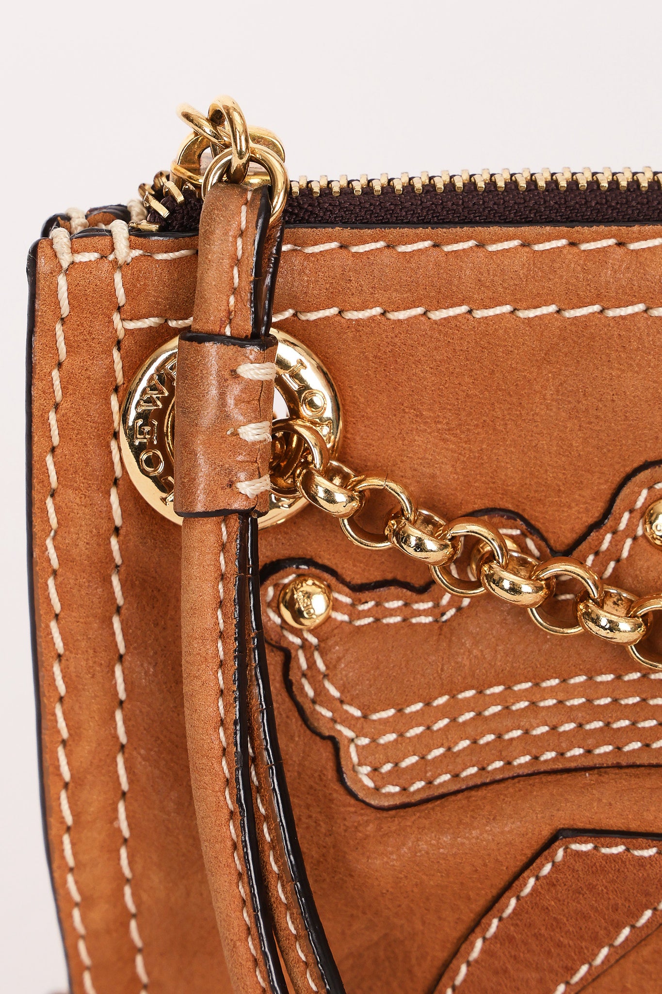 Loewe Stitched Shoulder Bag Tan Nubuck