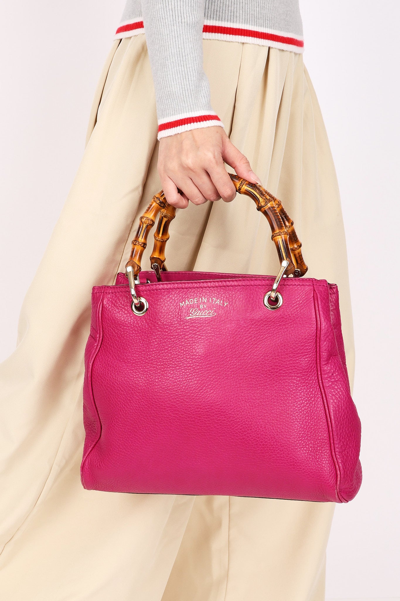 Gucci Small Bamboo Shopper Tote Magenta